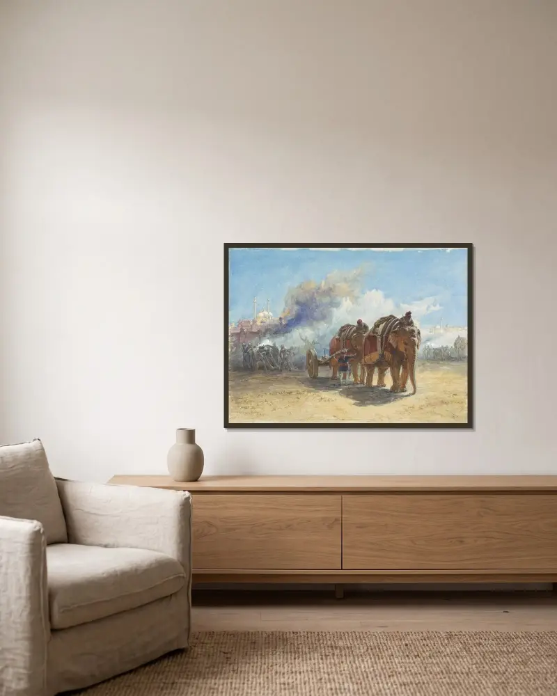 Elephant Battery av William Simpson inramad på en vägg