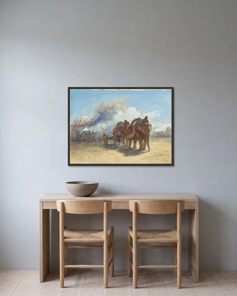 Elephant Battery av William Simpson inramad på en vägg