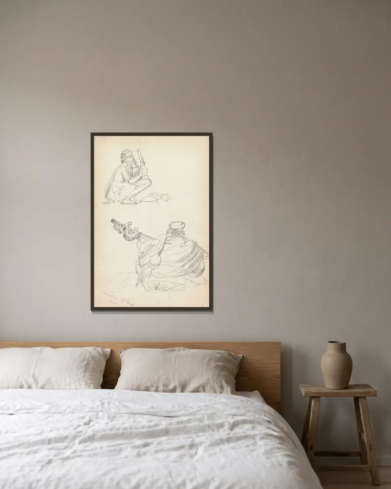 Musiker, Amritsar von William Simpson gerahmt an einer Wand