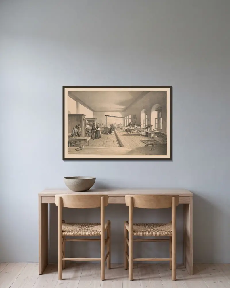 One of the wards of the hospital at Scutari av William Simpson inramad på en vägg