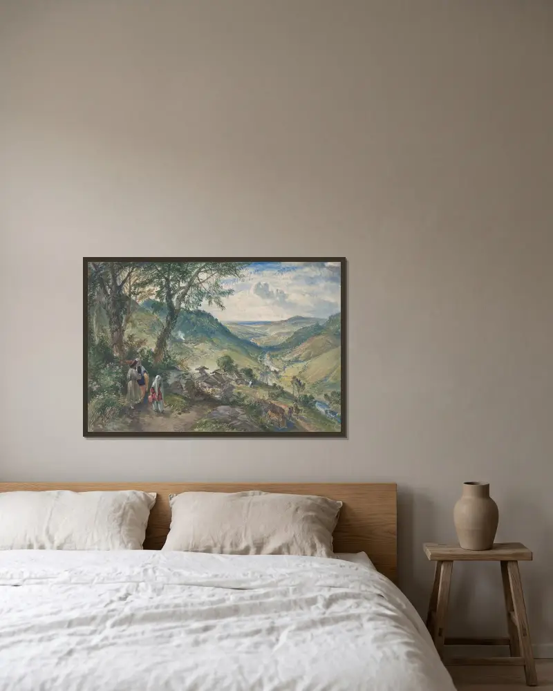 Valley of Vardan, Kaukasus av William Simpson inramad på en vägg