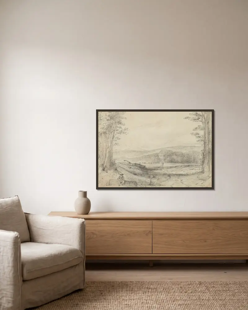 Der Farnboden, Blick hinauf nach Managaroa von William Swainson gerahmt an einer Wand