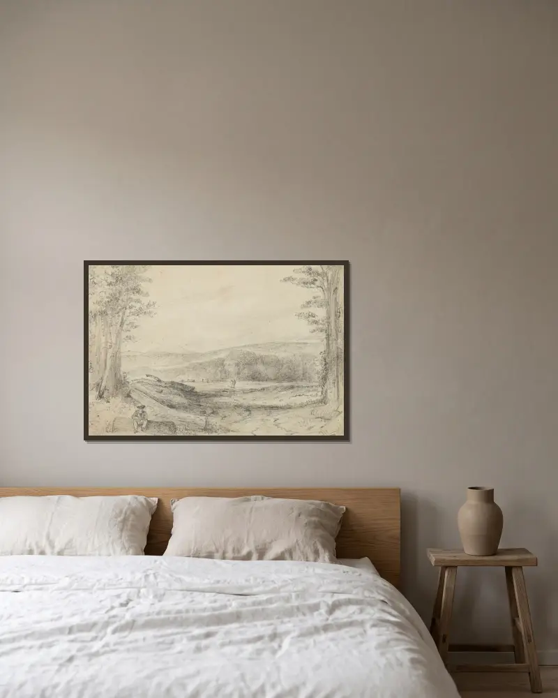 Der Farnboden, Blick hinauf nach Managaroa von William Swainson gerahmt an einer Wand
