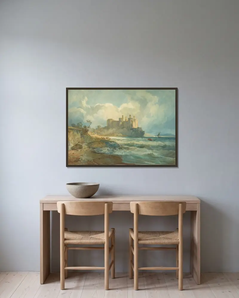 Conway Castle, North Wales av Joseph Mallord William Turner inramad på en vägg