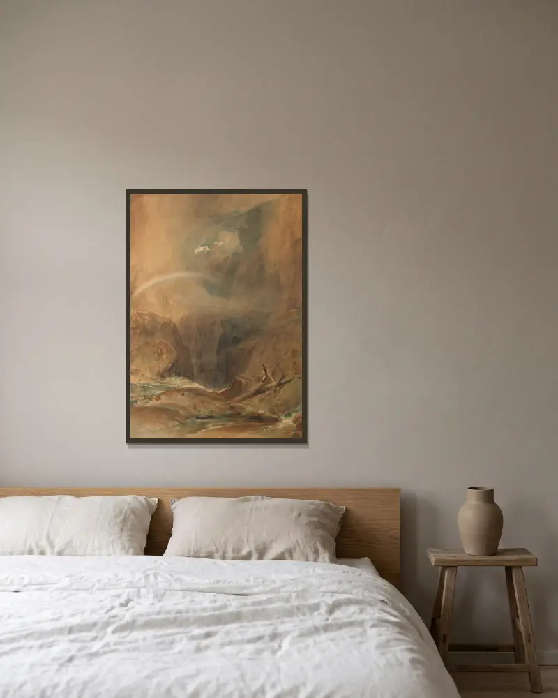 Ďáblův most, průsmyk svatého Gottharda, Joseph Mallord William Turner v rámu na stěně