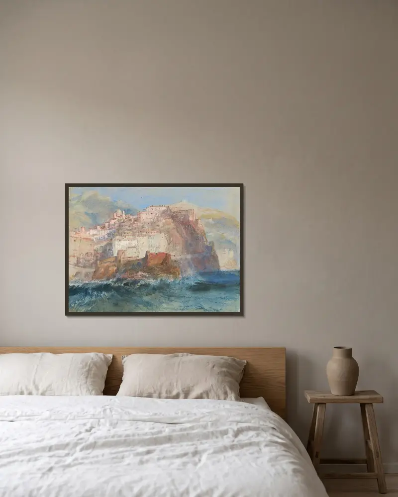 Genua, från havet, med utsikt upp mot kyrkan Santa Maria Assunta i Carignano av Joseph Mallord William Turner inramad på en vägg