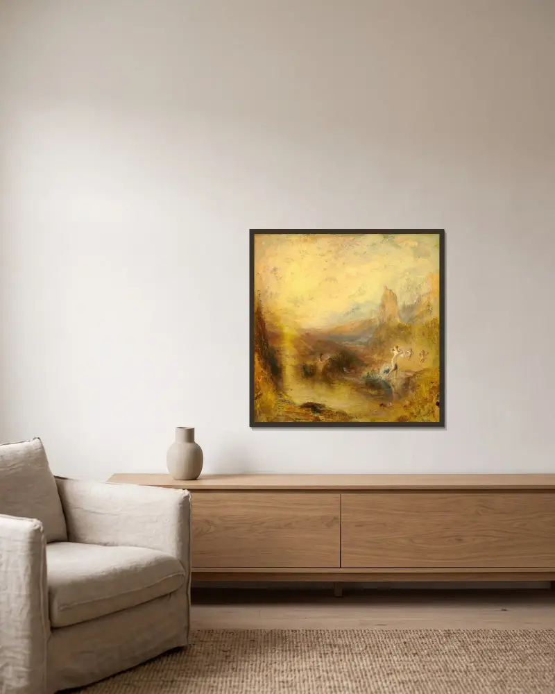 Glaukos und Skylla von Joseph Mallord William Turner gerahmt an einer Wand