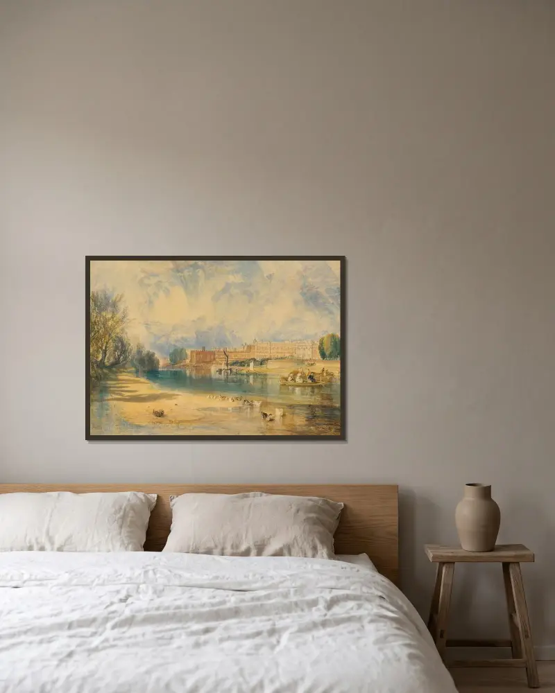 Hampton Court Palace von Joseph Mallord William Turner gerahmt an einer Wand