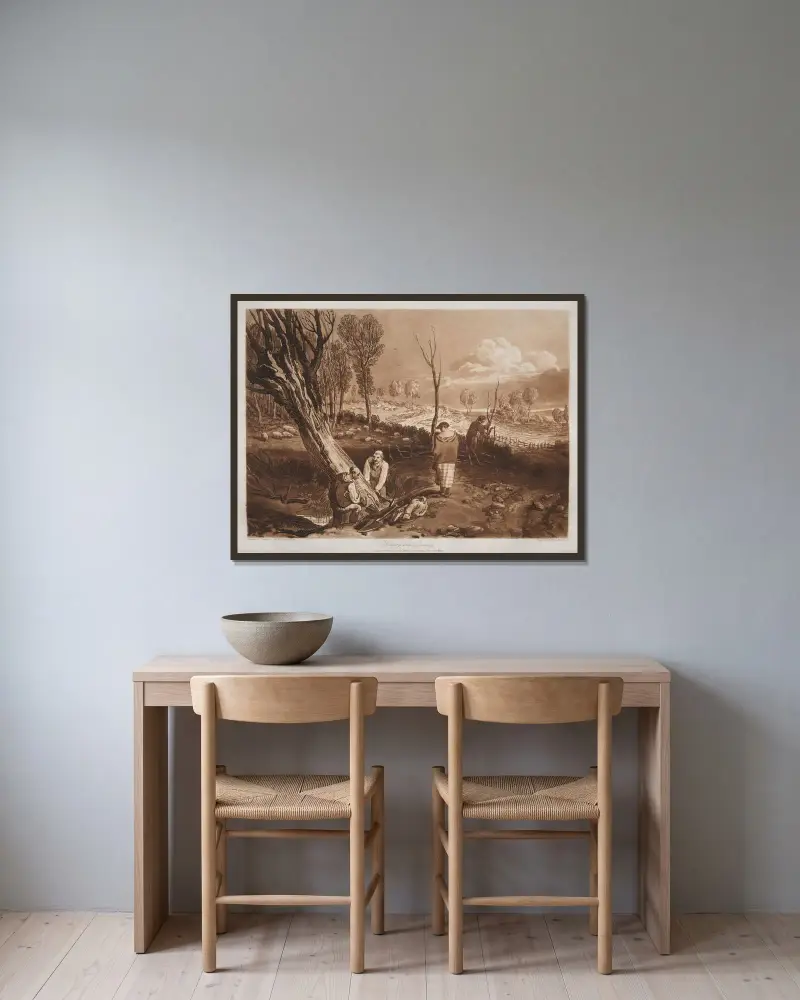 Hecken und Gräben von Joseph Mallord William Turner gerahmt an einer Wand