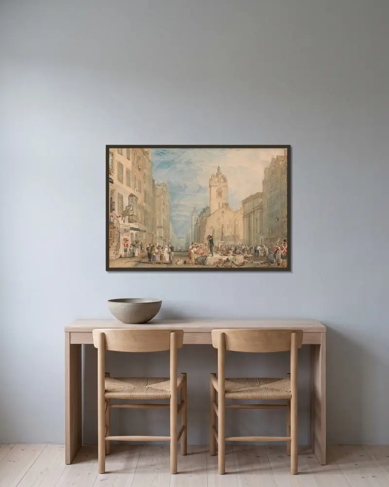 High Street w Edynburgu, Joseph Mallord William Turner w ramie na ścianie