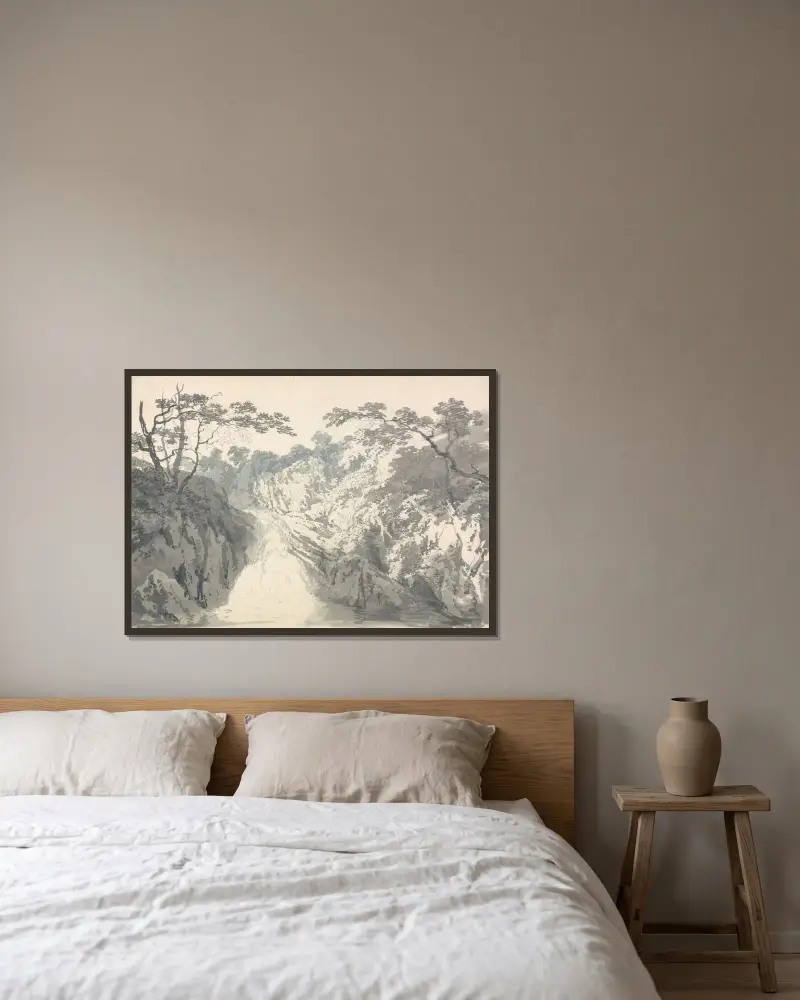 Krajina s vodopádem, Joseph Mallord William Turner v rámu na stěně