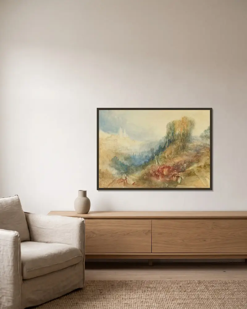 Lausanne von Westen von Joseph Mallord William Turner gerahmt an einer Wand