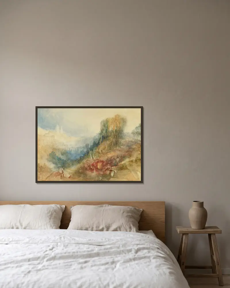 Lausanne von Westen von Joseph Mallord William Turner gerahmt an einer Wand