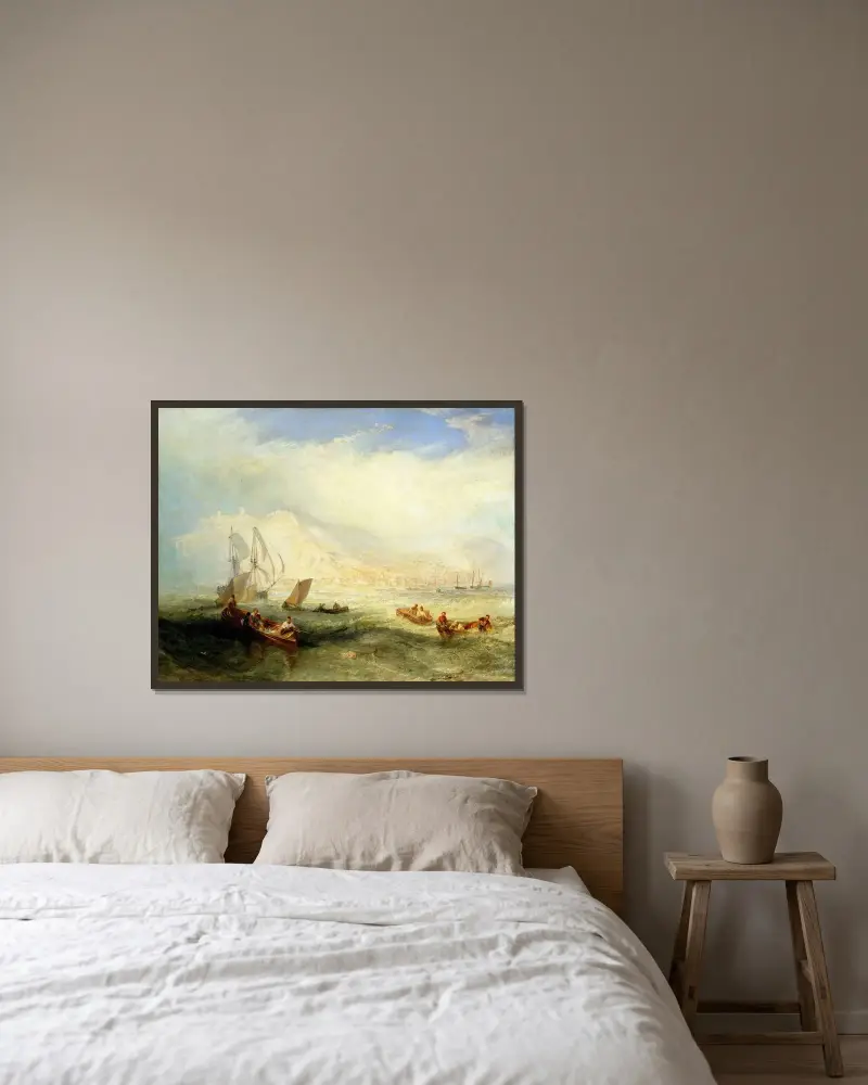 Line Fishing, Off Hastings av Joseph Mallord William Turner inramad på en vägg