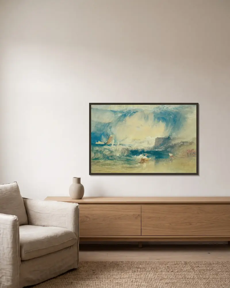 Lyme Regis, Dorsetshire, England av Joseph Mallord William Turner inramad på en vägg