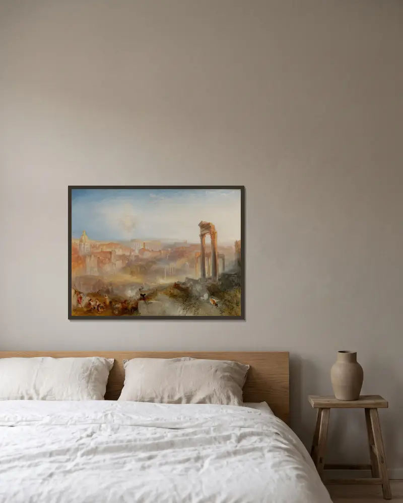 Modern Rome – Campo Vaccino av Joseph Mallord William Turner inramad på en vägg