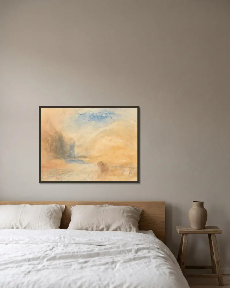 Górski krajobraz z jeziorem, Joseph Mallord William Turner w ramie na ścianie