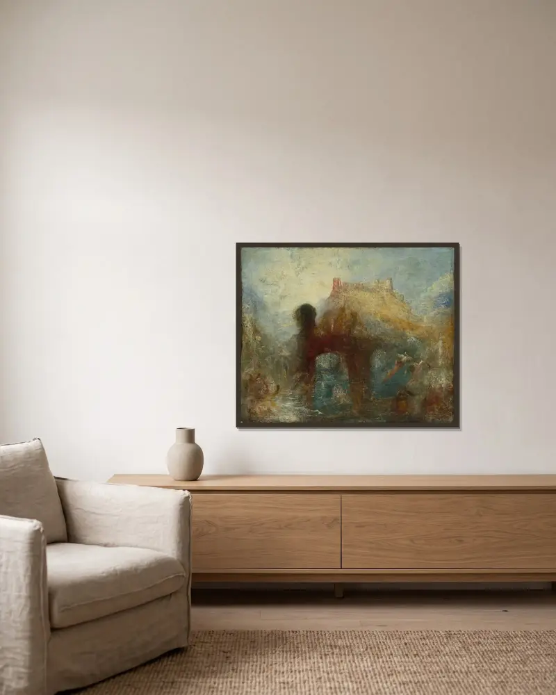 Jeskyně královny Mab, Joseph Mallord William Turner v rámu na stěně