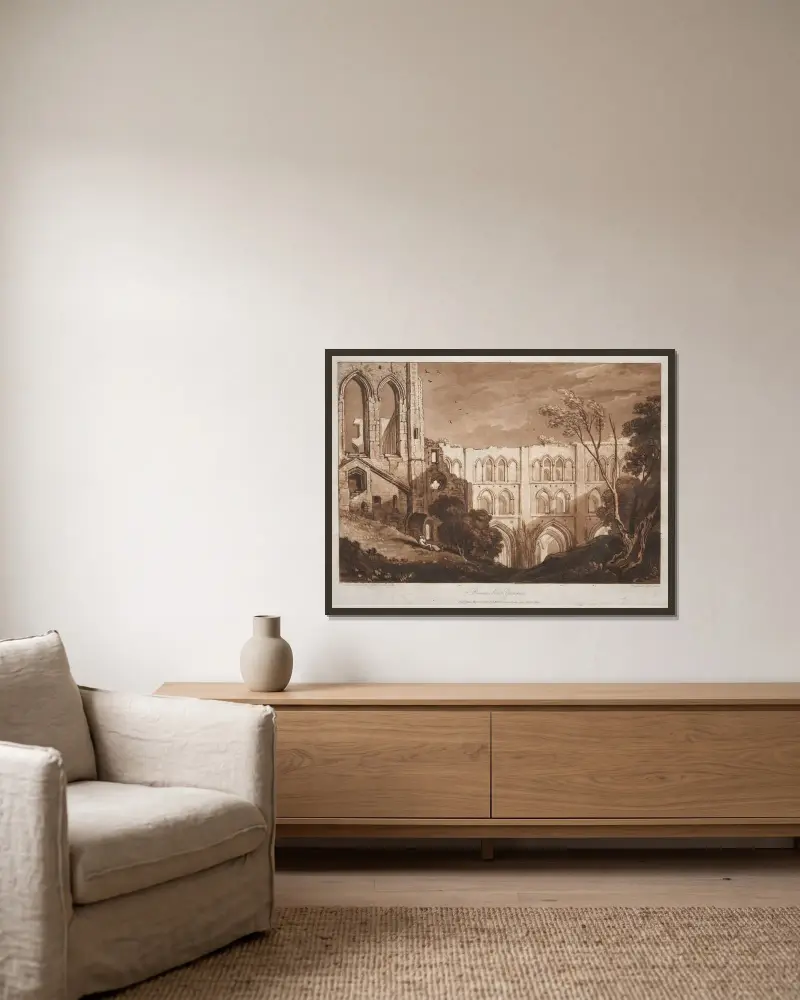 Rivaux Abbey, Yorkshire von Joseph Mallord William Turner gerahmt an einer Wand
