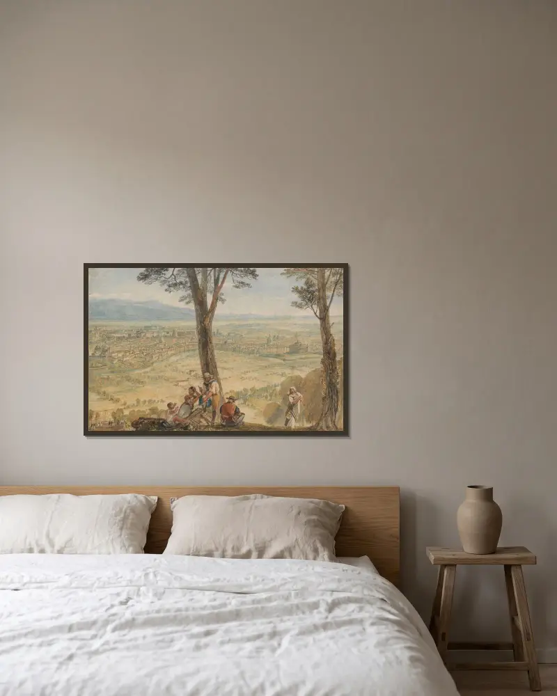 Řím z Monte Maria, Joseph Mallord William Turner v rámu na stěně