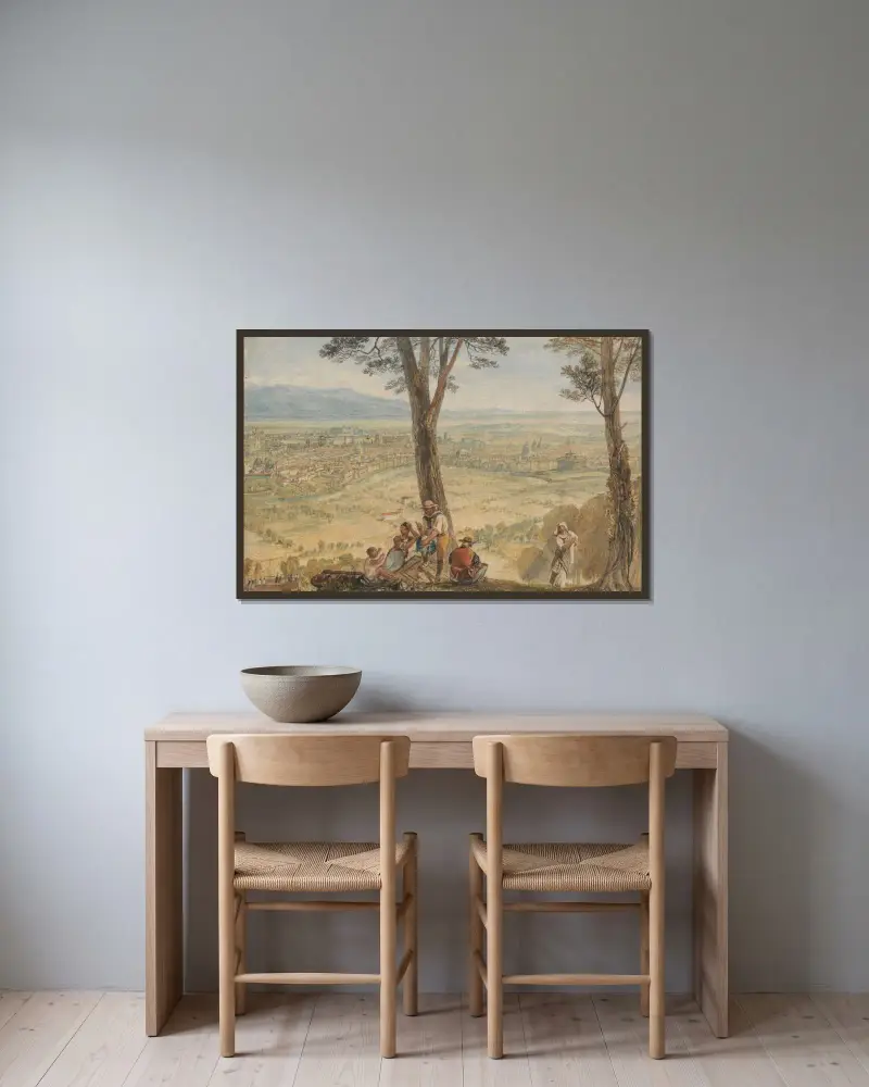 Řím z Monte Maria, Joseph Mallord William Turner v rámu na stěně