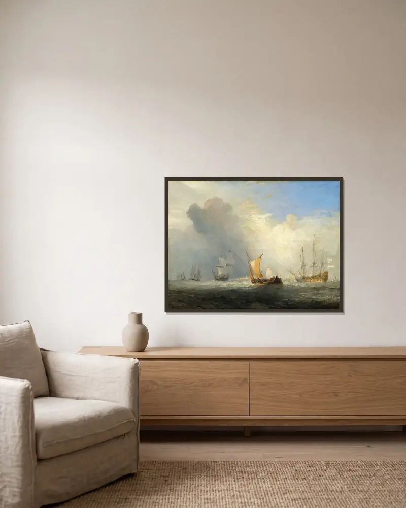 Rotterdam-Fähre von Joseph Mallord William Turner gerahmt an einer Wand