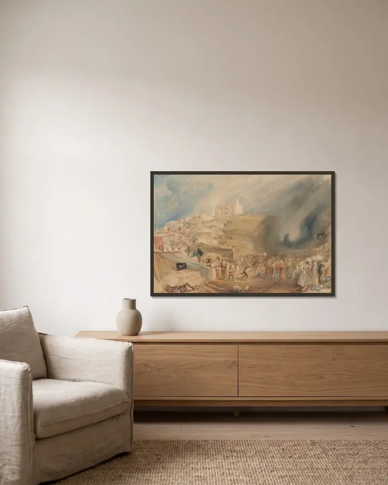 Saint Catherine’s Hill, Guildford, Surrey av Joseph Mallord William Turner inramad på en vägg