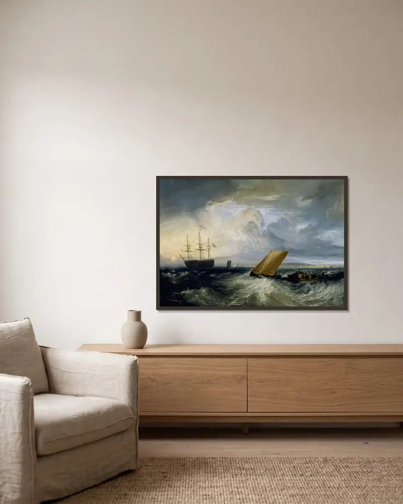 Sheerness as seen from the Nore av Joseph Mallord William Turner inramad på en vägg