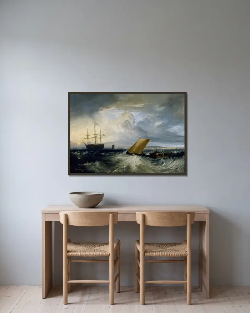 Sheerness as seen from the Nore av Joseph Mallord William Turner inramad på en vägg