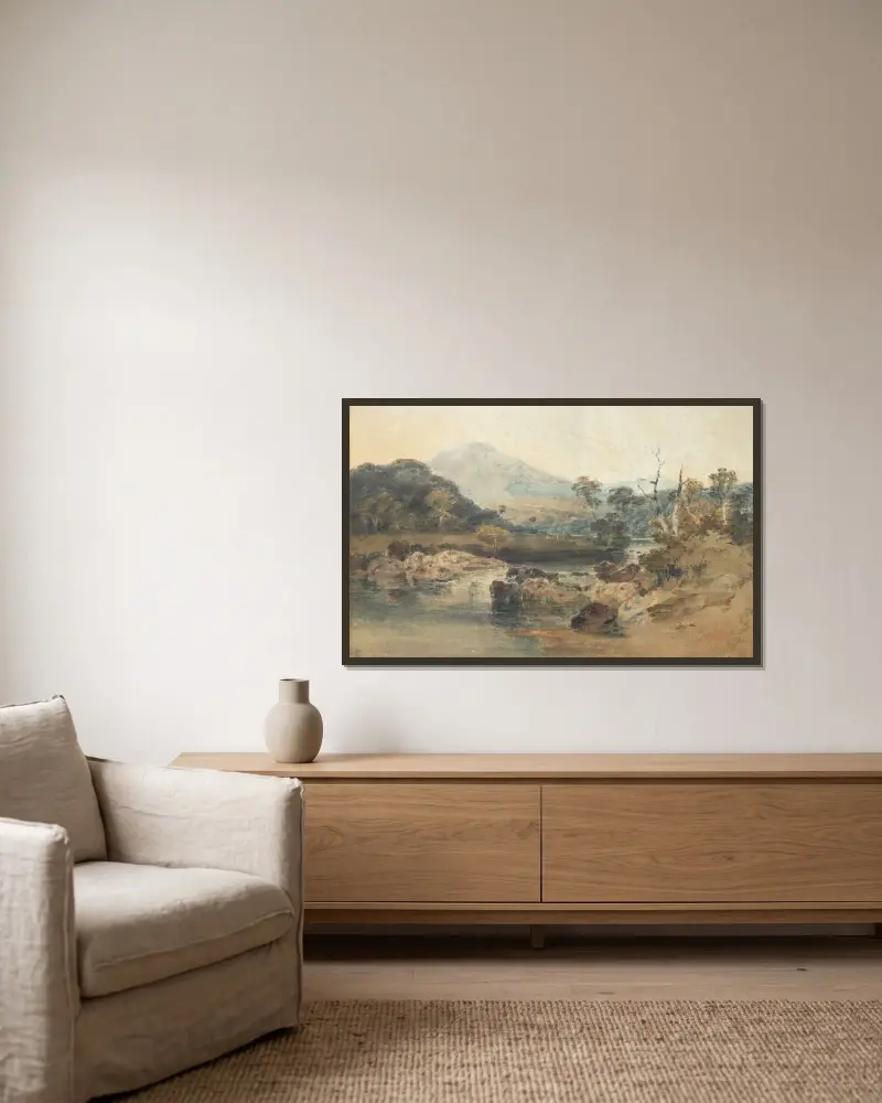 Snowdon z Beddgelertu, Joseph Mallord William Turner v rámu na stěně
