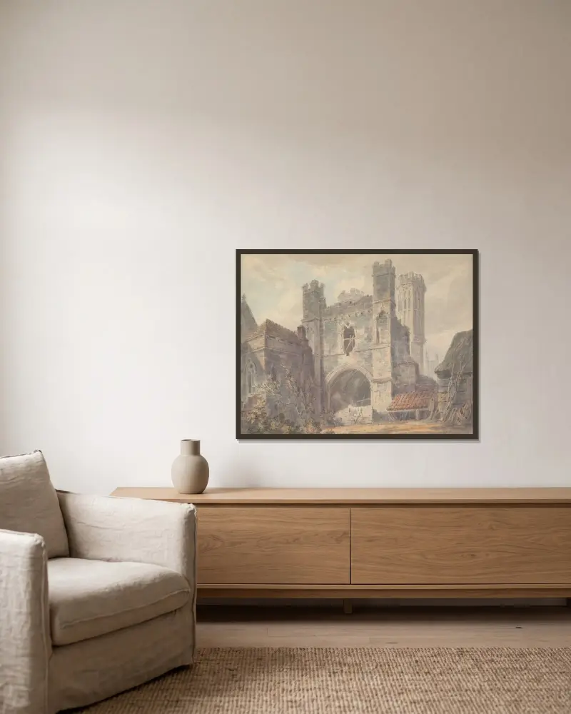 St. Augustine’s Gate, Canterbury von Joseph Mallord William Turner gerahmt an einer Wand