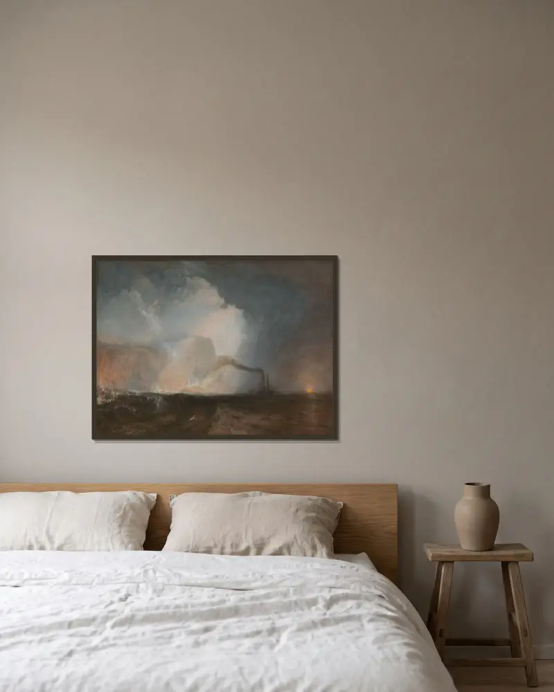 Staffa, Fingals Höhle von Joseph Mallord William Turner gerahmt an einer Wand