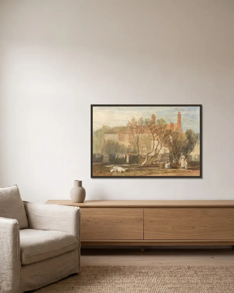 Steeton Manor House, Near Farnley av Joseph Mallord William Turner inramad på en vägg