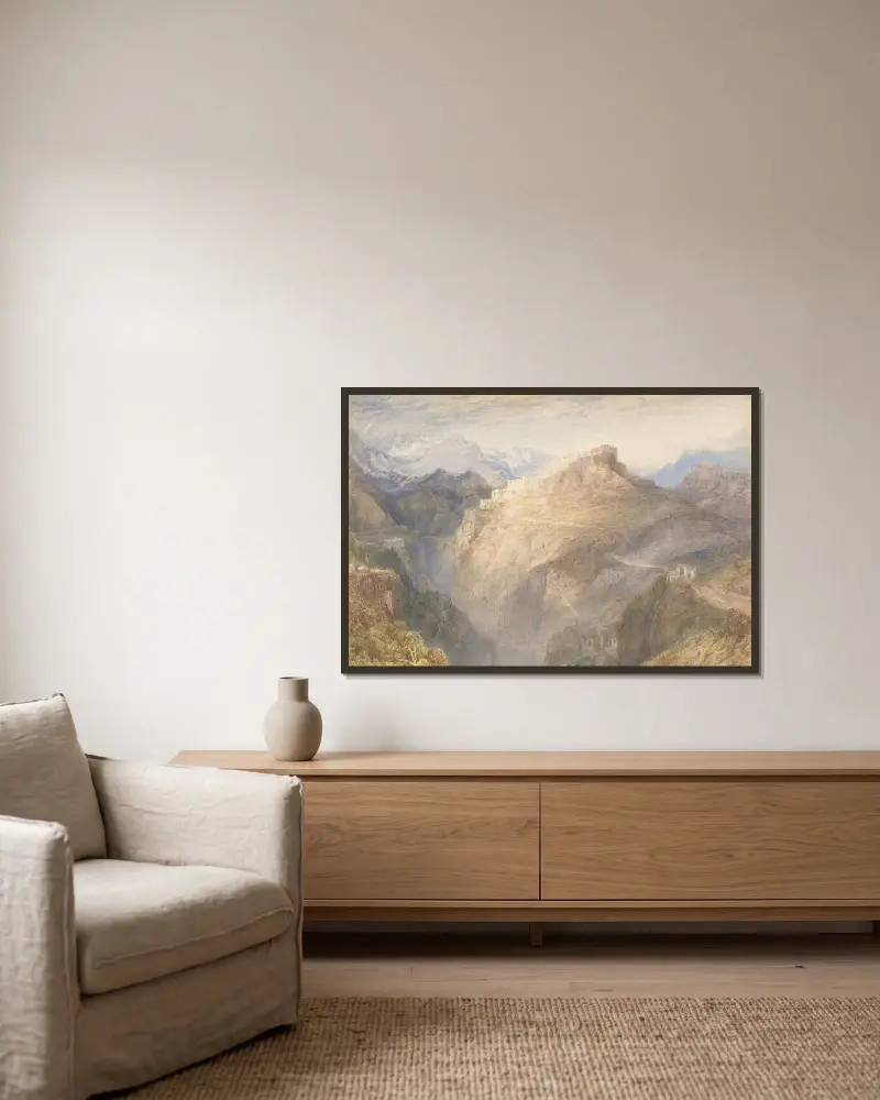 The Fort of L’Esseillon, Val de la Maurienne, France av Joseph Mallord William Turner inramad på en vägg