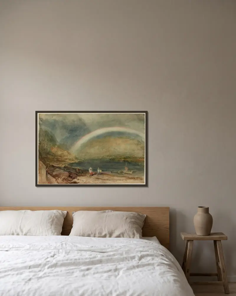 The Rainbow; Osterspai and Filsen av Joseph Mallord William Turner inramad på en vägg