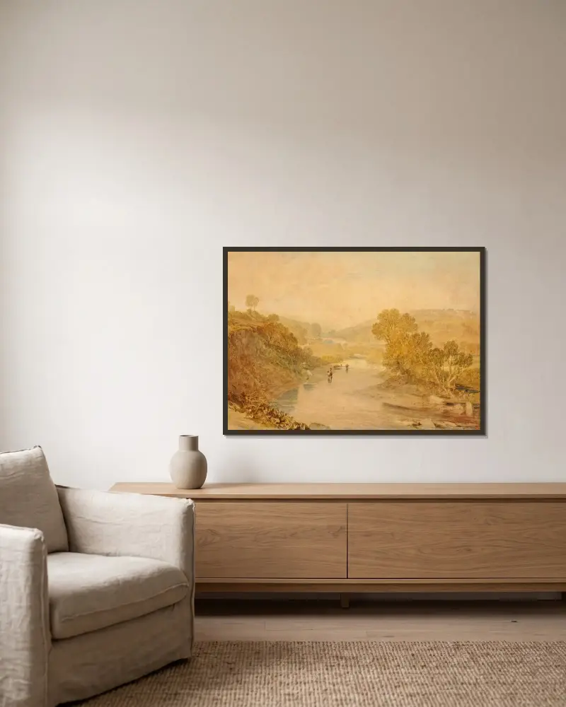 Washburndalen, Lindleybron i fjärran av Joseph Mallord William Turner inramad på en vägg