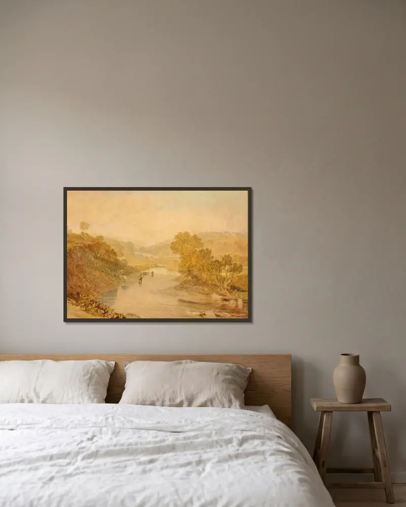 Washburndalen, Lindleybron i fjärran av Joseph Mallord William Turner inramad på en vägg