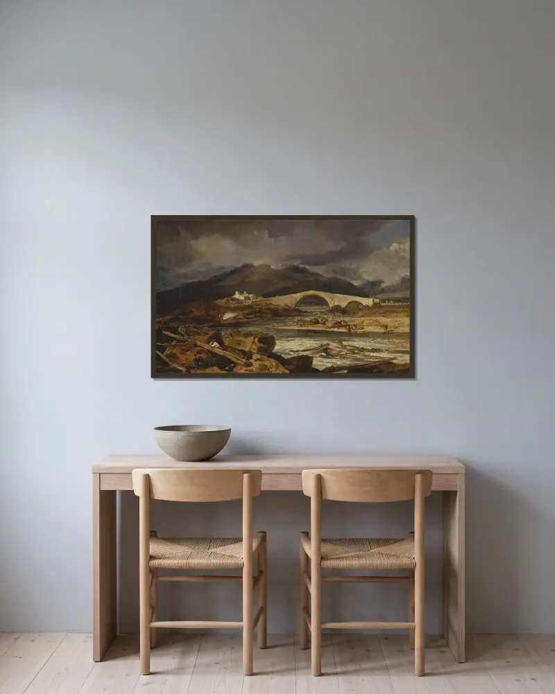 Tummel Bridge, Perthshire von Joseph Mallord William Turner gerahmt an einer Wand