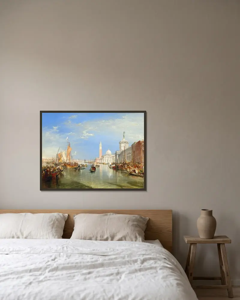 Venice – The Dogana and San Giorgio Maggiore av Joseph Mallord William Turner inramad på en vägg