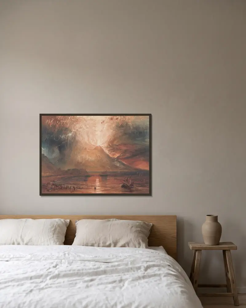 Der Ausbruch des Vesuv von Joseph Mallord William Turner gerahmt an einer Wand