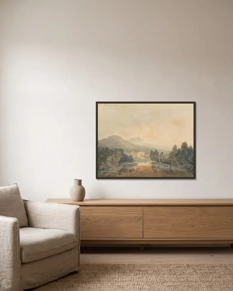 Villa Salviati on the Arno av Joseph Mallord William Turner inramad på en vägg