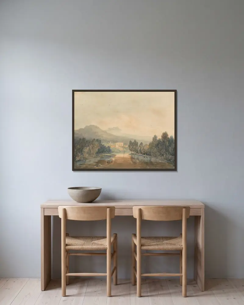 Villa Salviati on the Arno av Joseph Mallord William Turner inramad på en vägg