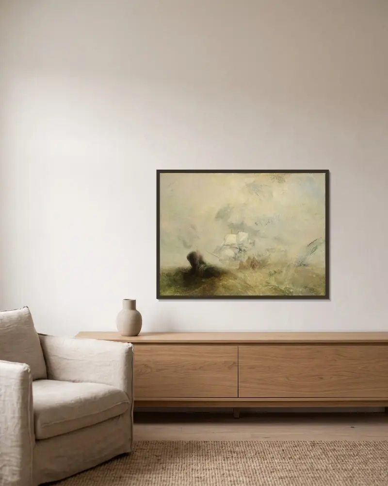 Walfänger von Joseph Mallord William Turner gerahmt an einer Wand