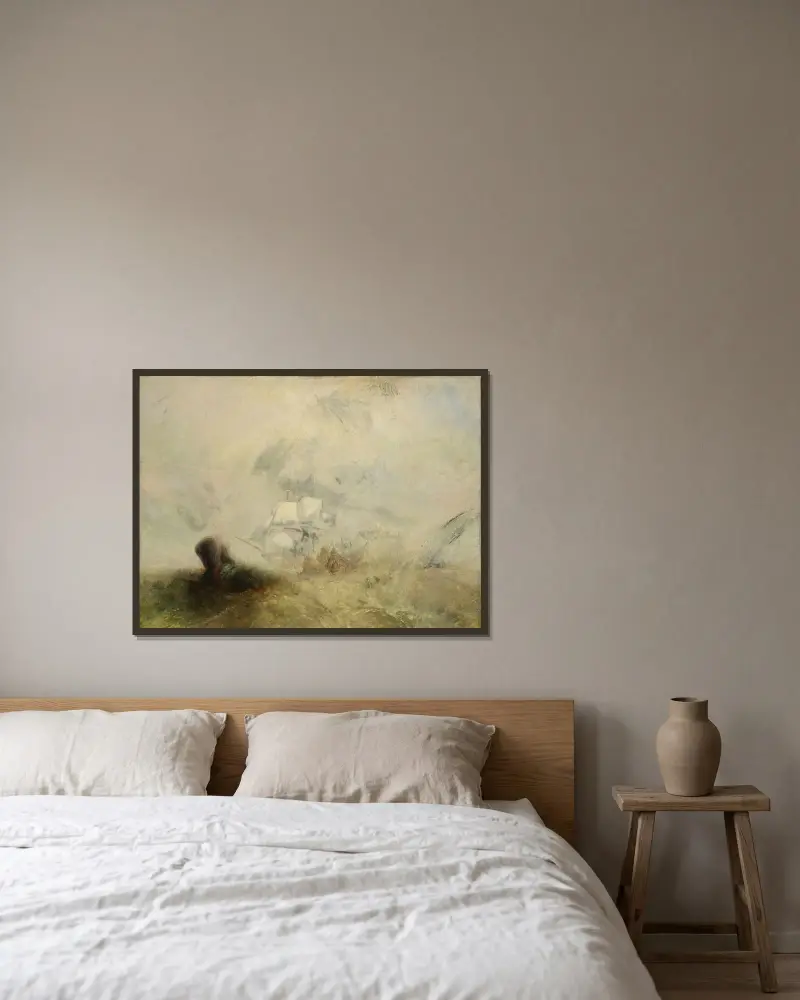 Walfänger von Joseph Mallord William Turner gerahmt an einer Wand