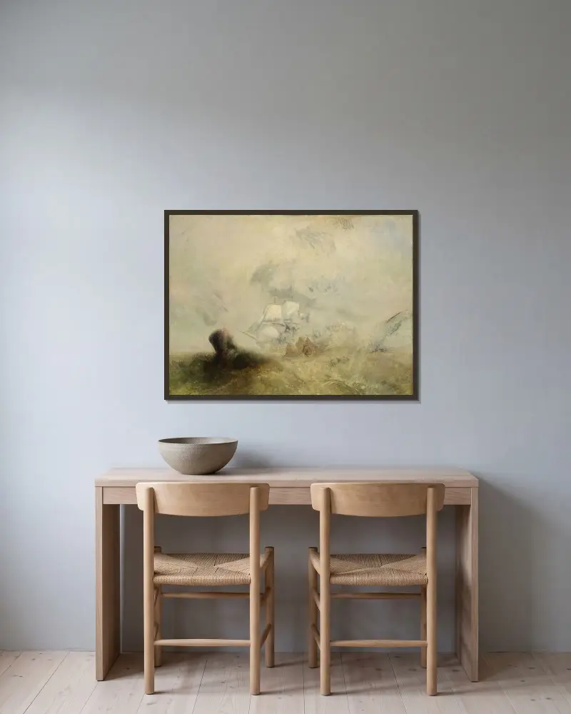 Walfänger von Joseph Mallord William Turner gerahmt an einer Wand