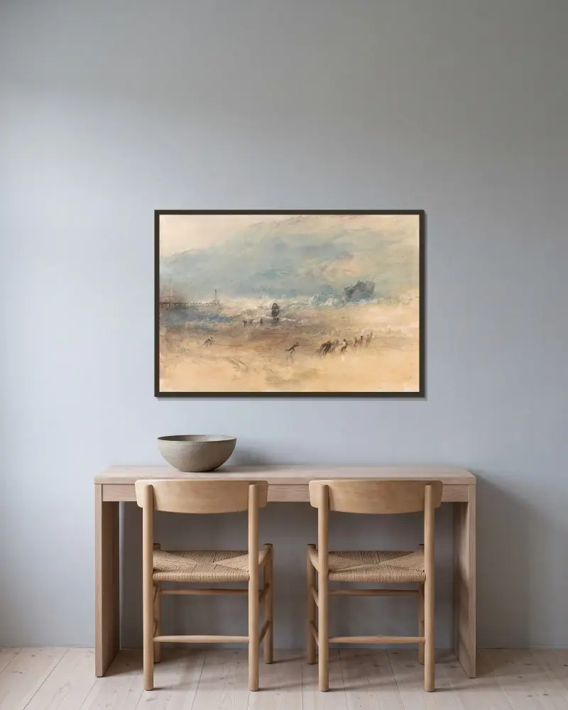 Yarmouth Sands von Joseph Mallord William Turner gerahmt an einer Wand