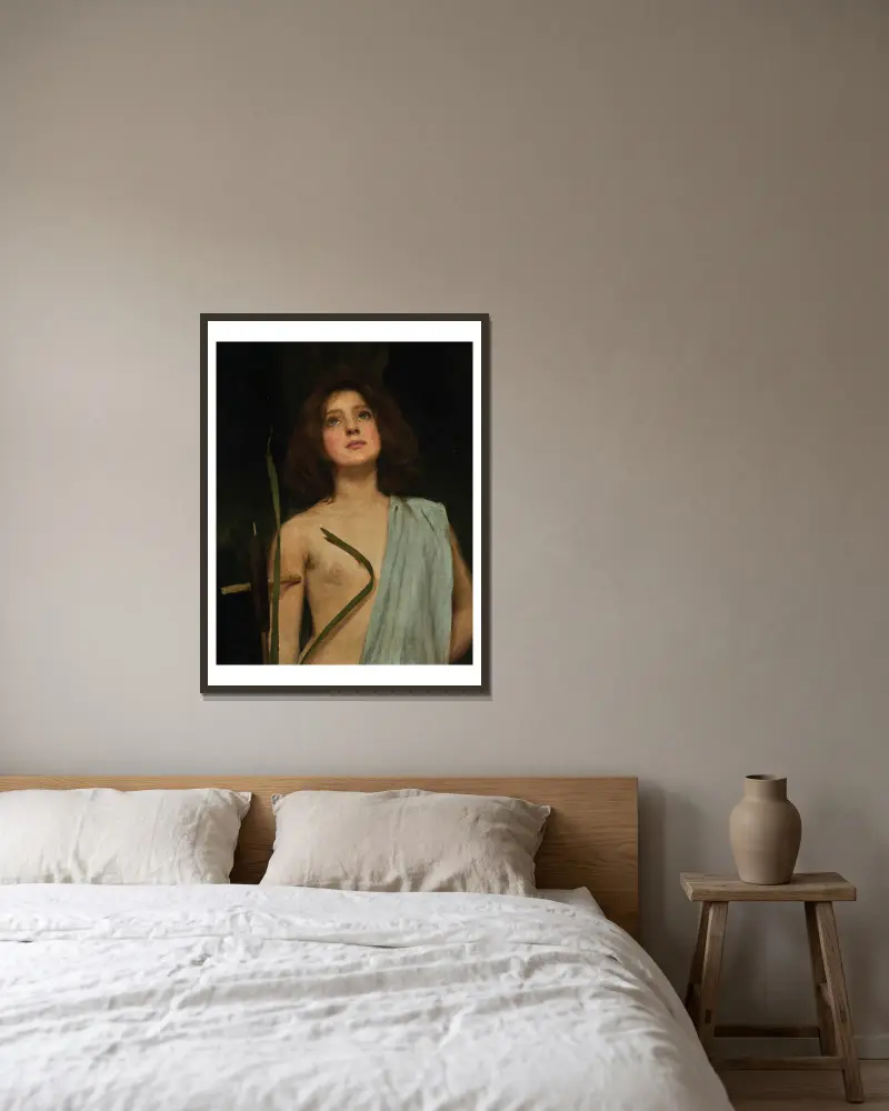 Eine junge Heilige von John William Waterhouse gerahmt an einer Wand