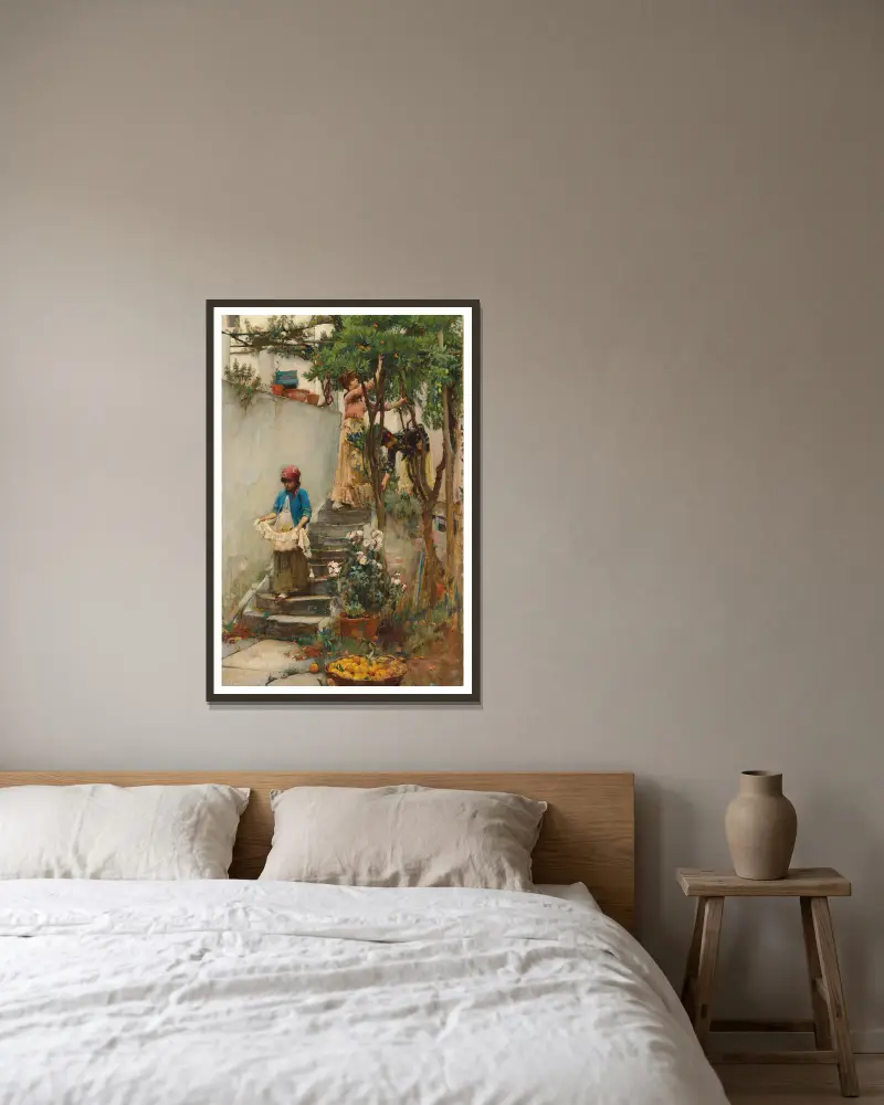 Ein Orangengarten von John William Waterhouse gerahmt an einer Wand