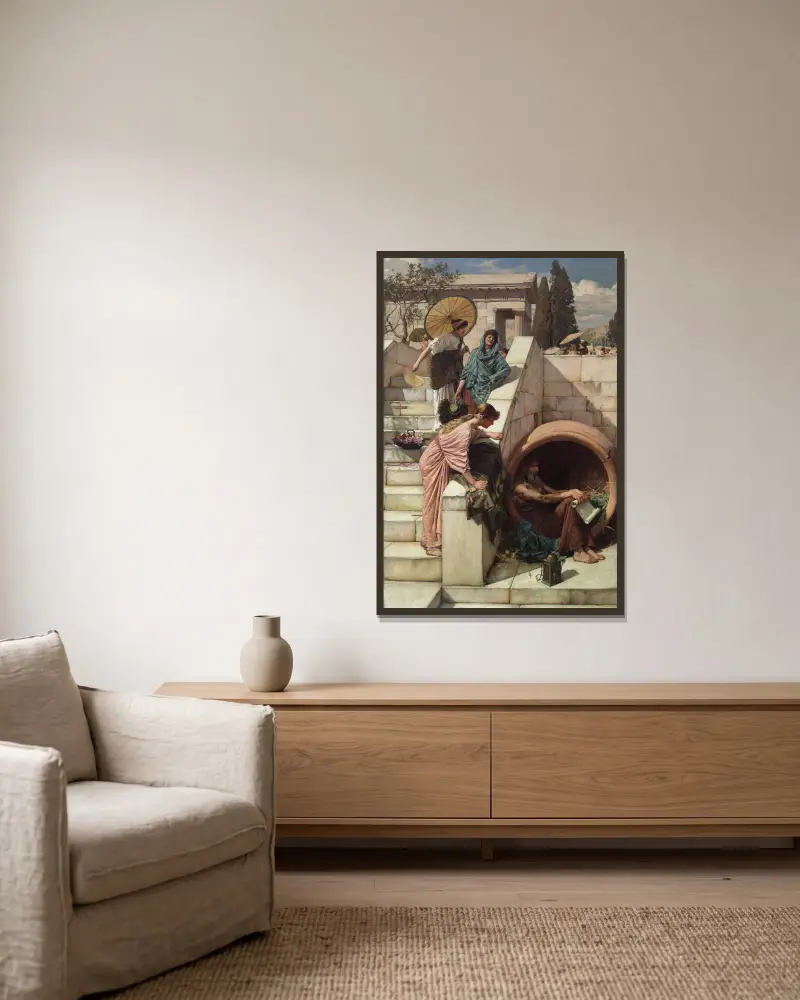 Diogenes von John William Waterhouse gerahmt an einer Wand