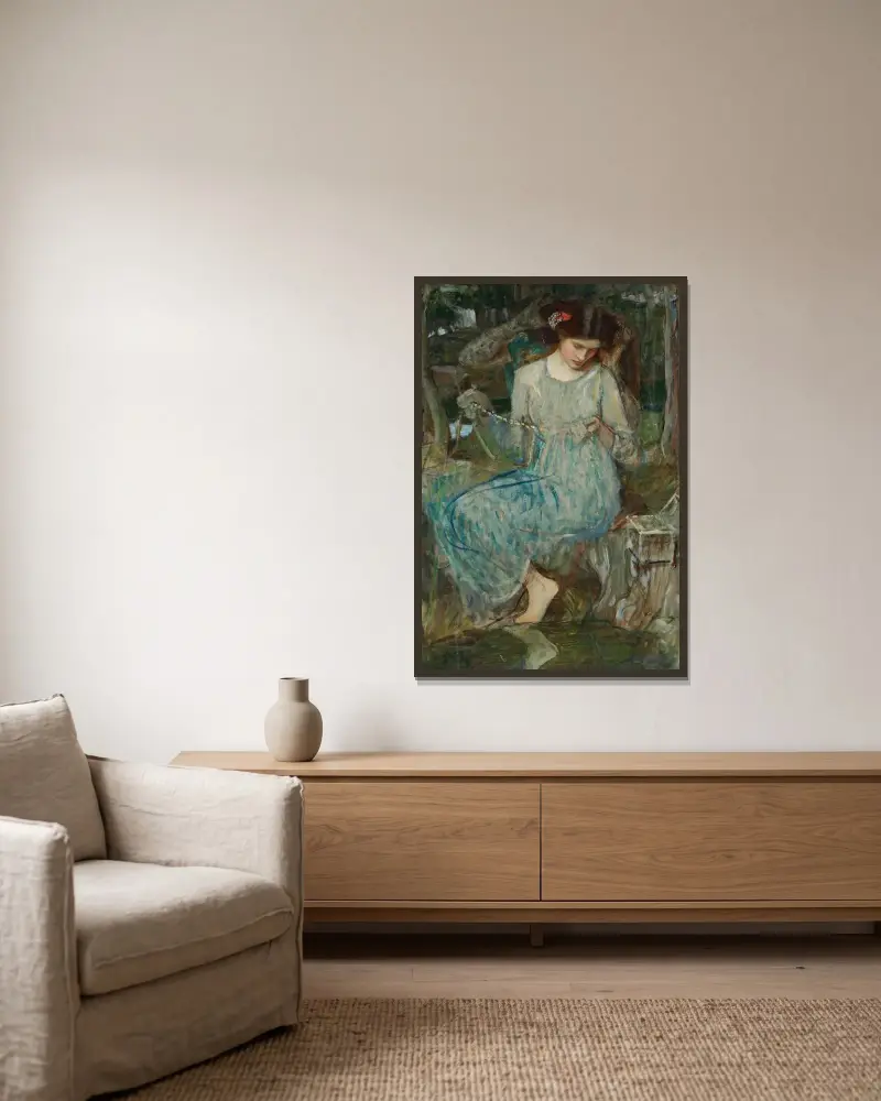 Das Halsband von John William Waterhouse gerahmt an einer Wand